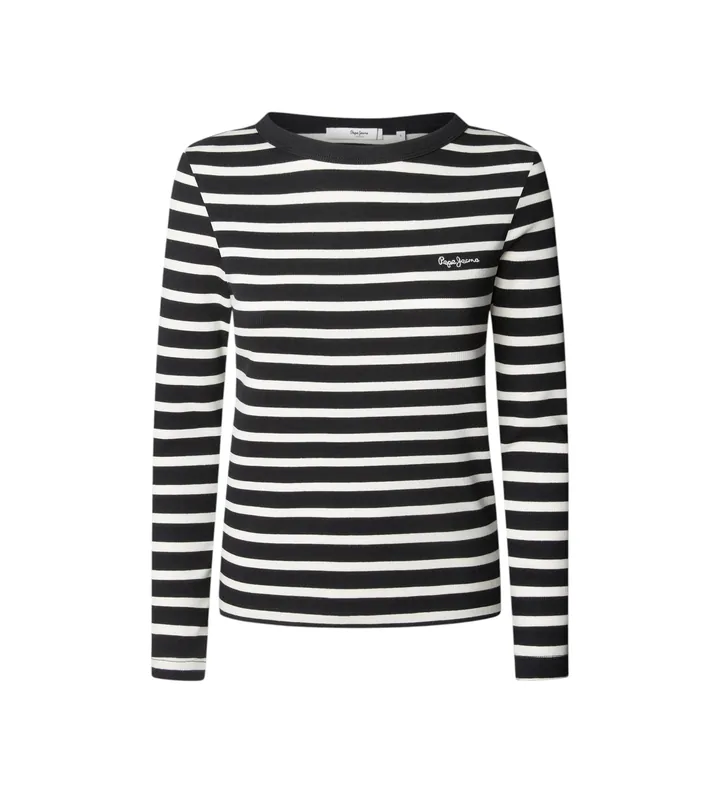 Pepe Jeans para mujer. PL5000037 Camiseta Bani negro (M), Casual, Algodón, Manga larga
