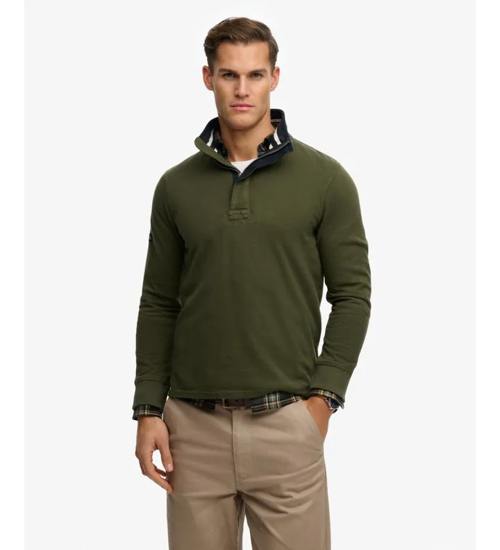 Superdry para hombre. M2014057A Sudadera Classic verde (L), Casual, Algodón