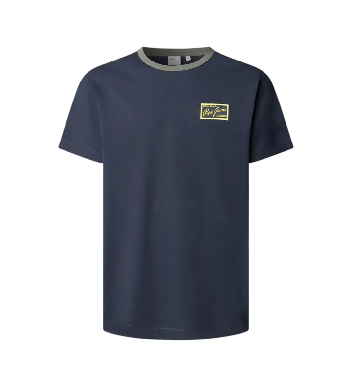 Pepe Jeans para hombre. PM5010320 Camiseta Soren marino (L), Casual, Algodón, Manga corta