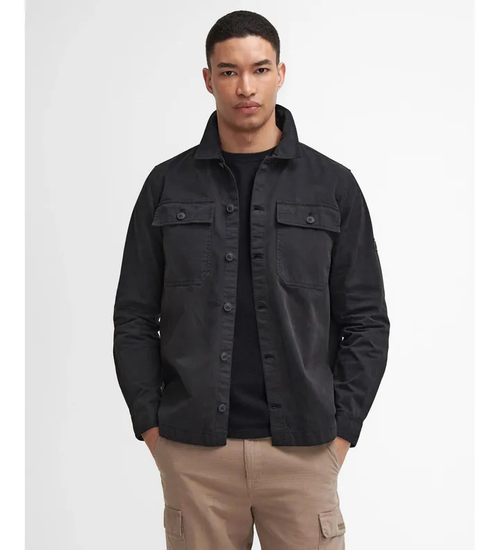 Barbour international para hombre. MOS0390 Camisa Arlo negro (L), Casual, Algodón, Manga larga