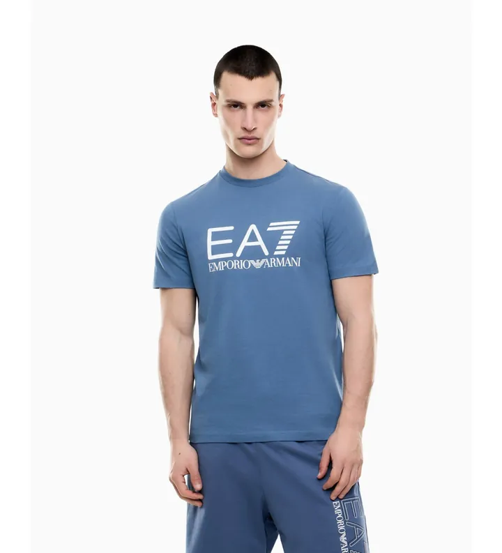 EA7 para hombre. 7M001412_AF22264 Camiseta Core Identity de punto azul (M), Casual, Algodón, Manga corta