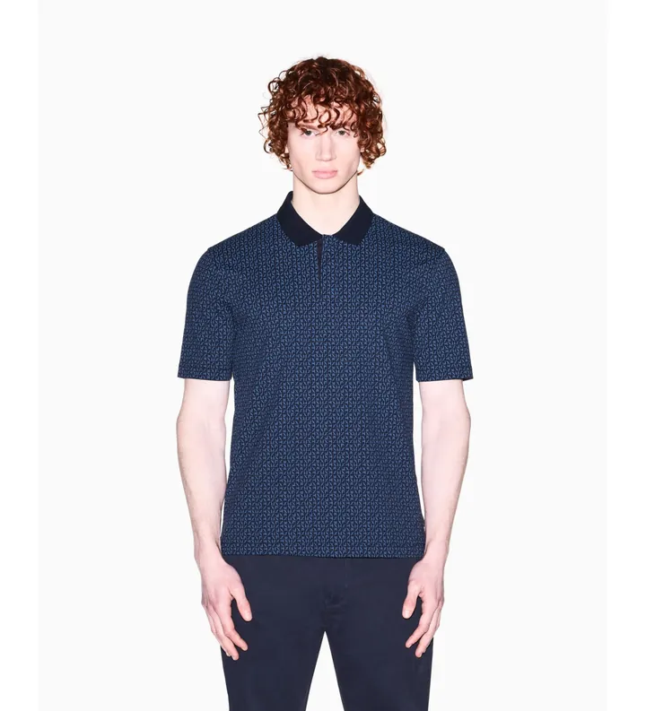 A|X Armani Exchange para hombre. XM000736AF10819FB436 Polo Elástico marino (L), Casual, Algodón, Manga corta