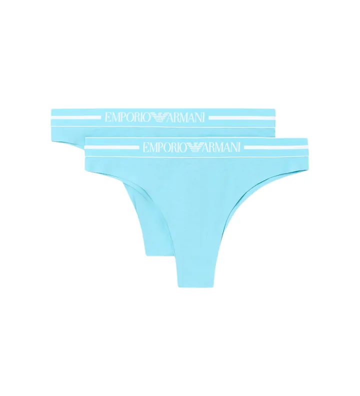 Emporio Armani para mujer. EW000406_AF19023 Set de 2 Tangas Diario azul (L), Homewear, Algodón, Turquesa