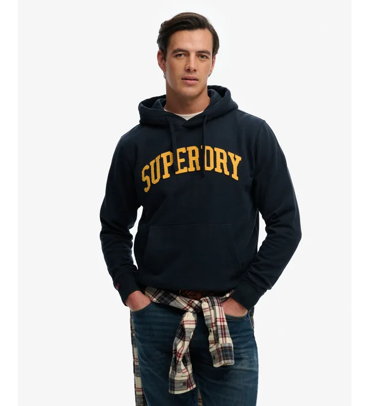 Superdry para hombre. M2014480A Sudadera Vintage Athletic Hood marino (L), Casual, Algodón