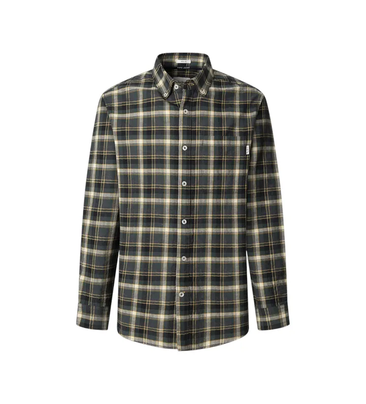 Pepe Jeans para hombre. PM308852 Camisa Aldo verde (XL), Casual, Algodón, Manga larga
