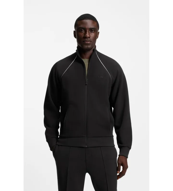BOSS para hombre. 50553566 Sudadera de algodón con ribetes en contraste negro (3XL), Casual, Deportivo
