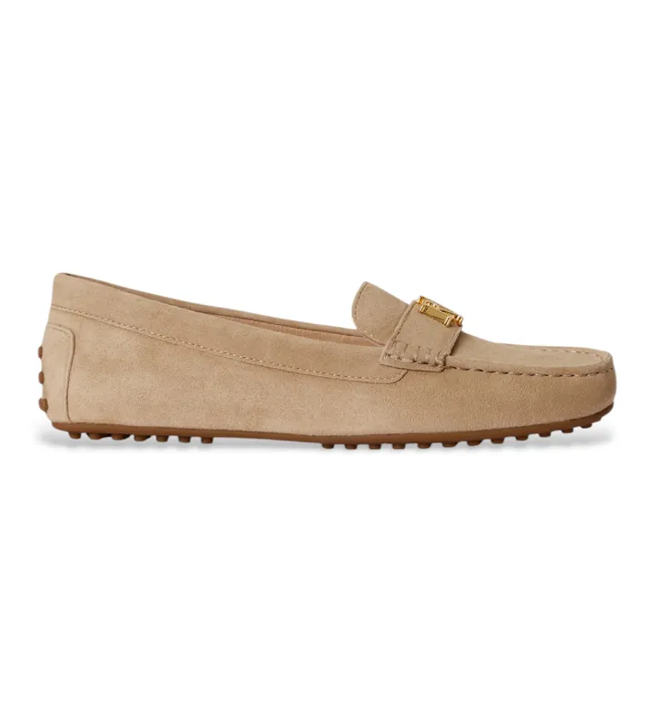 Lauren Ralph Lauren para mujer. 802821629035 Mocasines Barnsbury de ante beige (36), Plano, Ninguno, Casual
