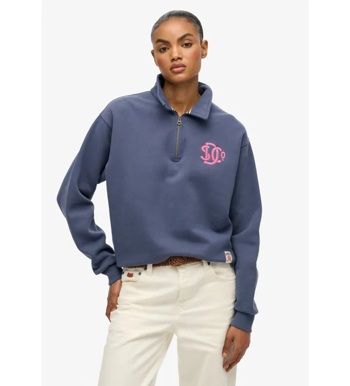 Superdry para mujer. W2012634A Sudadera Neon azul (S), Casual, Algodón