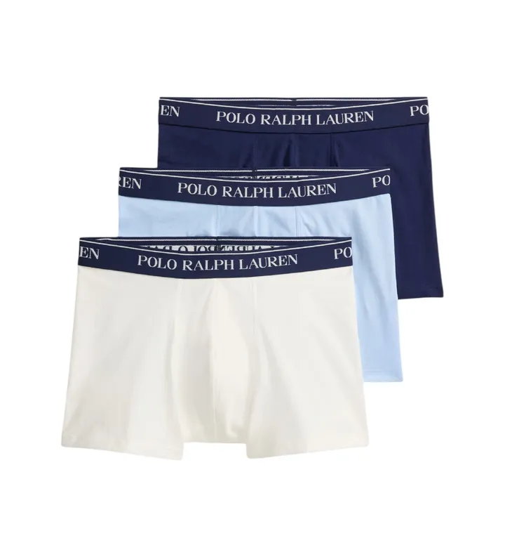 Polo Ralph Lauren para hombre. 714830299212 Set 3 bóxers de algodón elástico blanco, azul, marino (L), Homewear