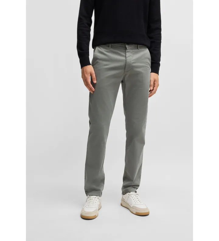 BOSS para hombre. 50510933 Pantalón Chino Slim gris (32/34), Casual, Algodón, Clásico