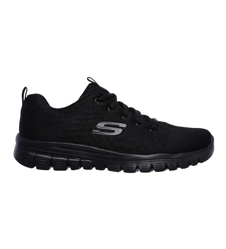 Skechers para mujer. 12615 Zapatillas Graceful Get Connected negro con Memory Foam (35), Tela, Plano, 1 a 3cm, Cordones, Deportivo, Running,