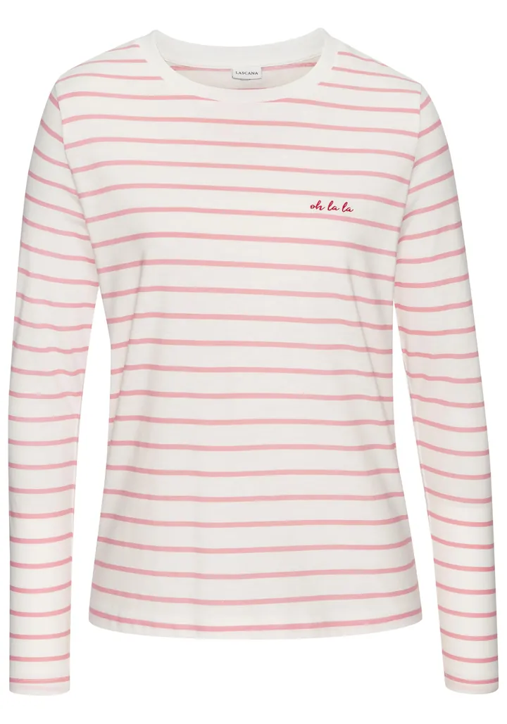 LASCANA Camiseta rosa / rojo rubí / blanco