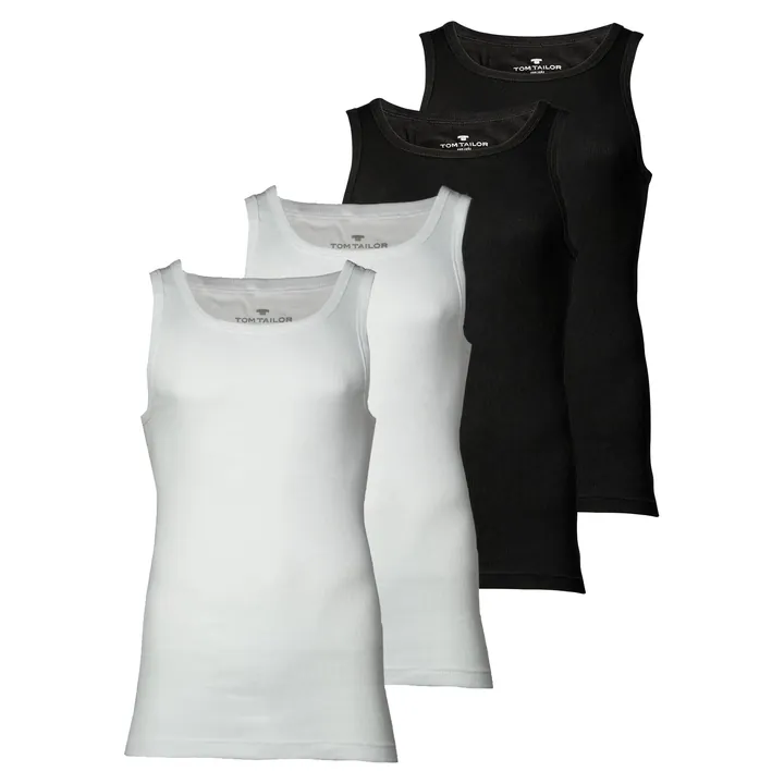 TOM TAILOR Camiseta térmica negro / blanco
