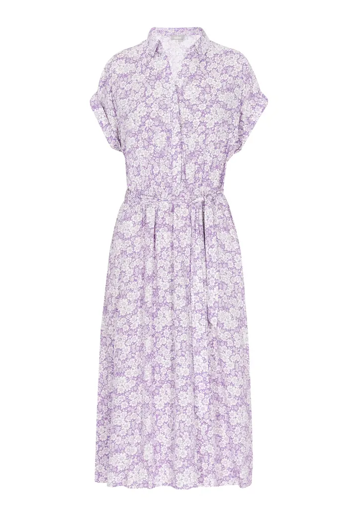 Usha Vestido camisero lila / blanco