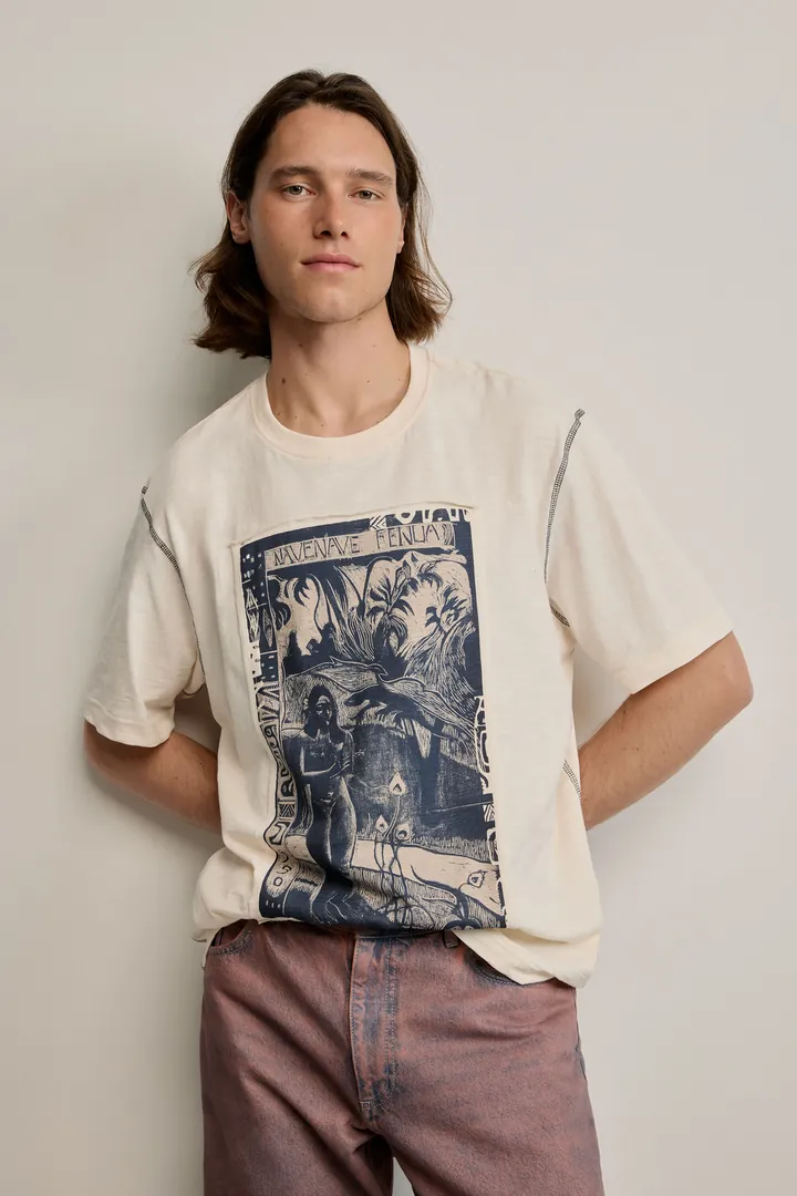 Desigual, Camiseta estampada gaugin, Hombre, Algodon, Blanco, M