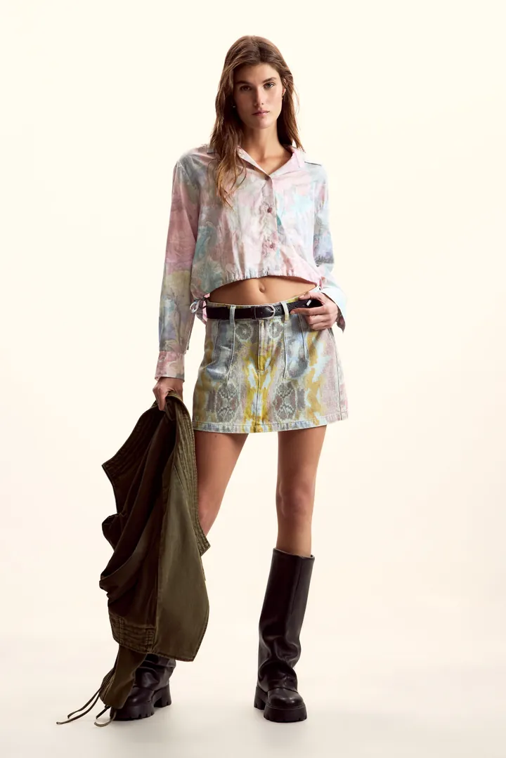 Desigual, Camisa lazadas diseñado por Mr. Christian Lacroix, Mujer, Algodon, Rojo, L