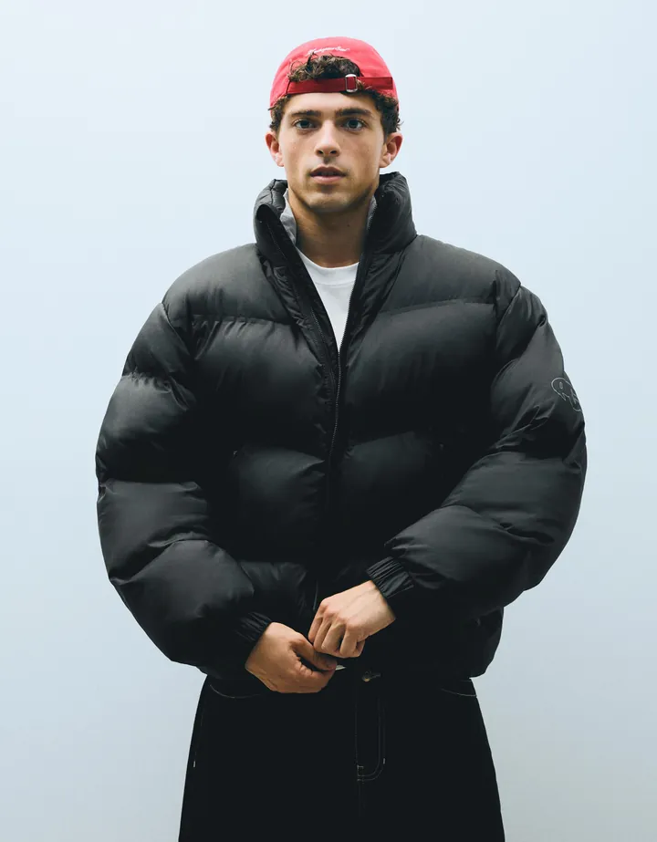 Bershka Cazadora Técnica Acolchada Hombre L Negro