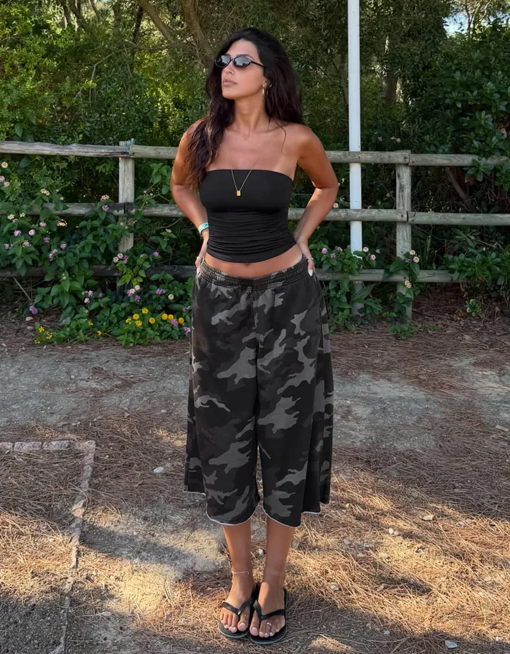 Bershka Top Bandeau Fruncido Mujer L Negro