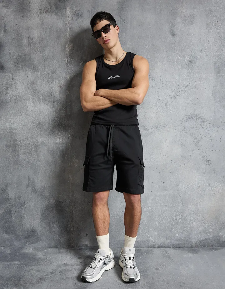 Bershka Bermuda Regular Fit Cargo Hombre L Negro