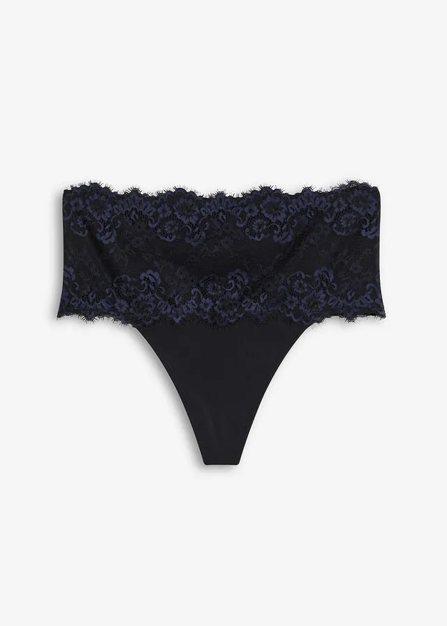Tanga con encaje y efecto moldeador medio