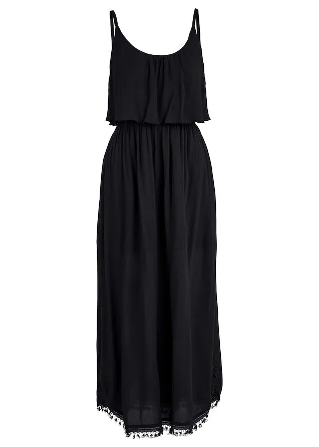 Vestido maxi de viscosa estructurada