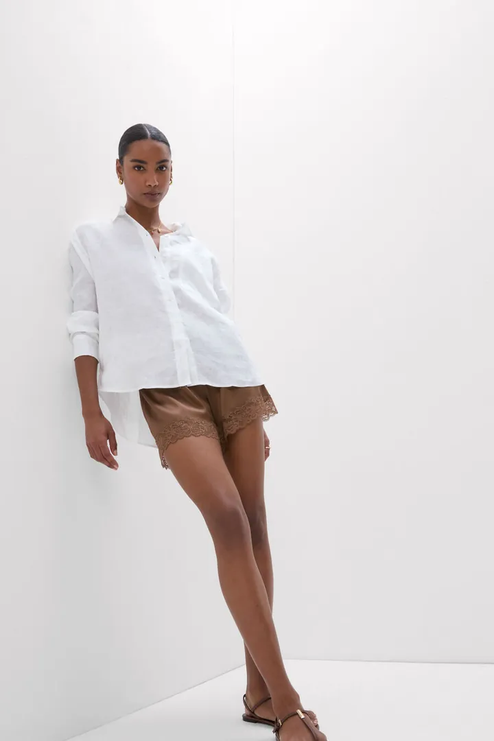 Intimissimi Camisa de Tela de Lino The Pure Linen Mujer Azul Tamaño L
