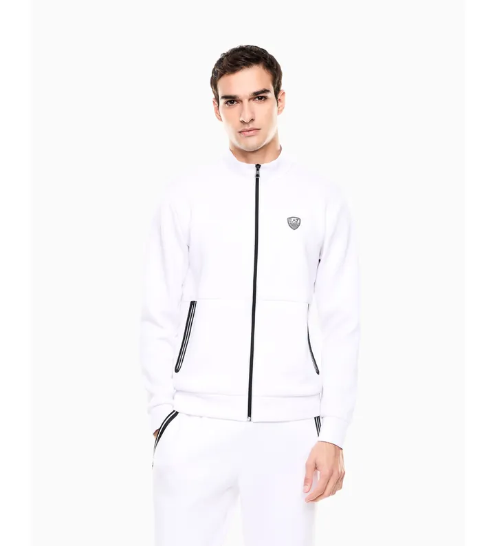 EA7 para hombre. 8NPM19_PJ4EZ Sudadera Train Premium Shield blanco (3XL), Casual, Deportivo, Poliéster, Manga larga