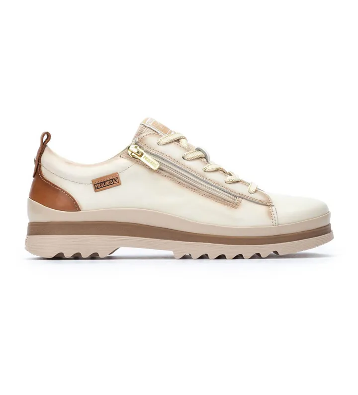 Pikolinos para mujer. W3W-6979C1 Zapatillas de Piel Vigo blanco nata (35), Plano, 1 a 3cm, Cremallera, Casual