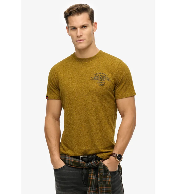 Superdry para hombre. M1012128A Camiseta de corte relajado Copper Label mostaza (L), Casual, Algodón, Manga corta
