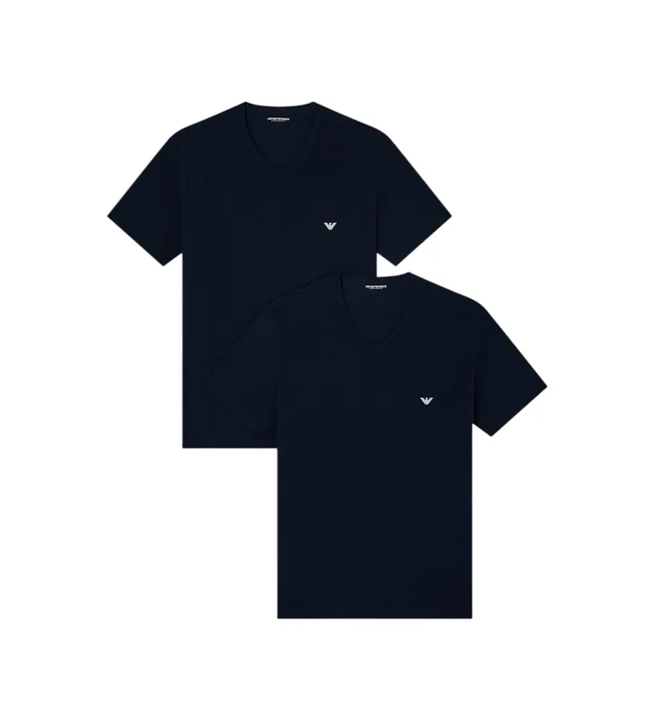 Emporio Armani para hombre. EM000392_AF14132 Set 2 camisetas de estar por casa de punto elástico con cuello de pico marino (L), Homewear, Al