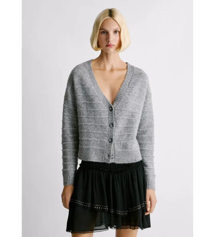 Pepe Jeans para mujer. PL7000067 Cárdigan Emma gris (L), Casual, Poliéster, Manga larga
