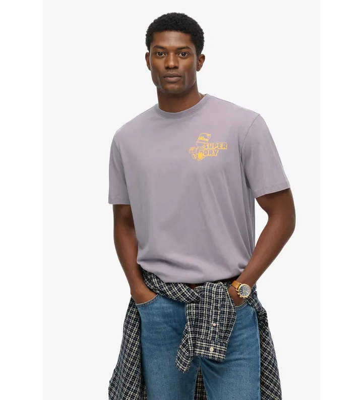 Superdry para hombre. M1012263A Camiseta Trade Tools lila (L), Casual, Algodón, Manga corta