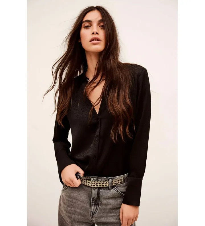 BA&SH para mujer. 1H25ITSE Camisa Itsey negro (34), Casual, Manga larga, Poliéster Reciclado