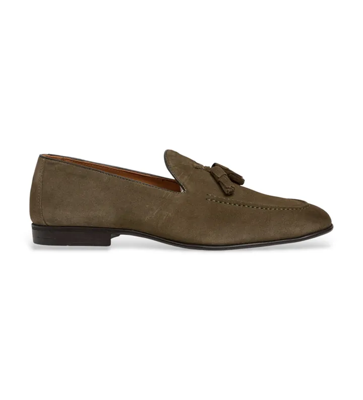 Hackett London para hombre. HMS200093 Mocasines de Piel Regal Tassel marrón verdoso (43), Plano, Ninguno, Casual, Fiesta, Clásico
