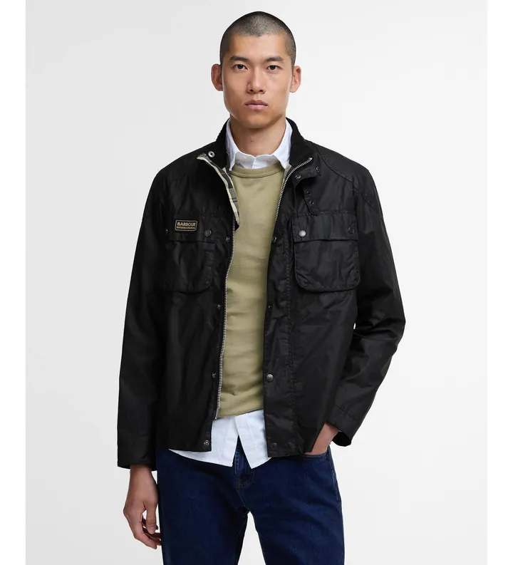 Barbour international para hombre. MWX2455 Chaqueta Merton negro (L), Casual, Algodón