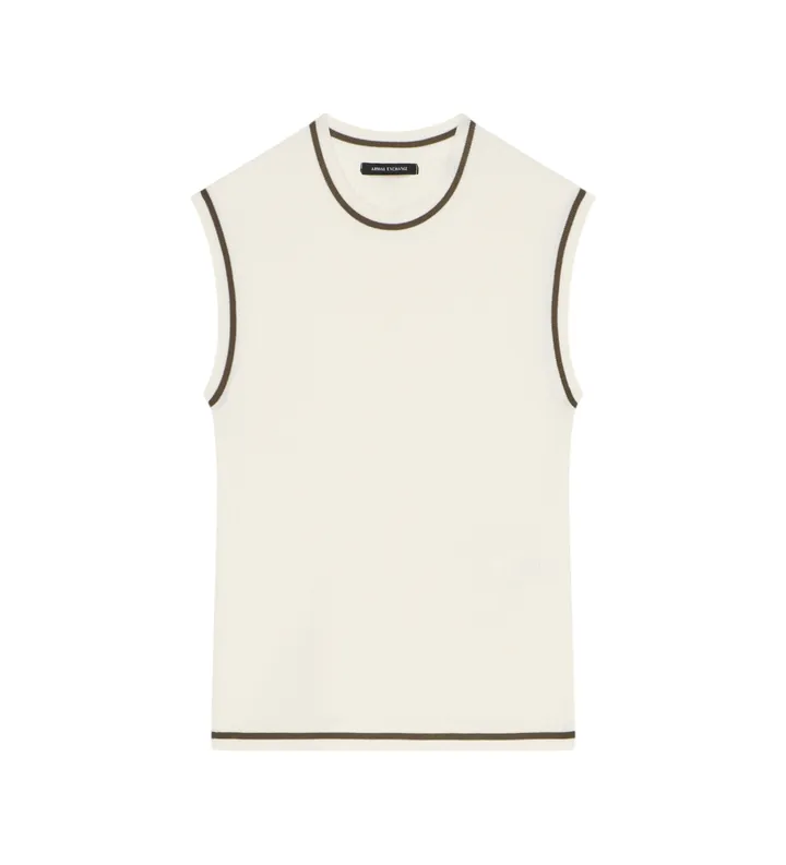 A|X Armani Exchange para mujer. XW002243AF10352U1003 Top Perfect blanco (L), Casual, Poliéster, Sin mangas / Tirantes