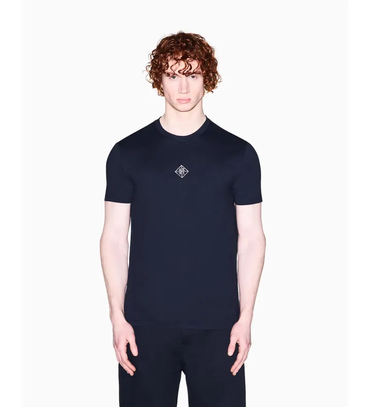 A|X Armani Exchange para hombre. XM002454AF10358UB101 Camiseta Design marino (L), Casual, Algodón, Manga corta