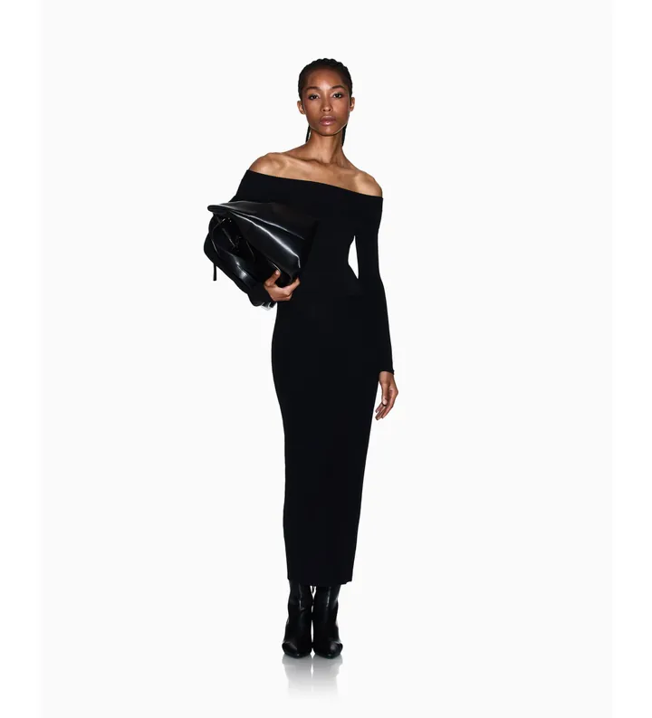 A|X Armani Exchange para mujer. XW001313AF10352UC001 Vestido Maxi negro (S), Casual, Fiesta, Viscosa, Manga larga