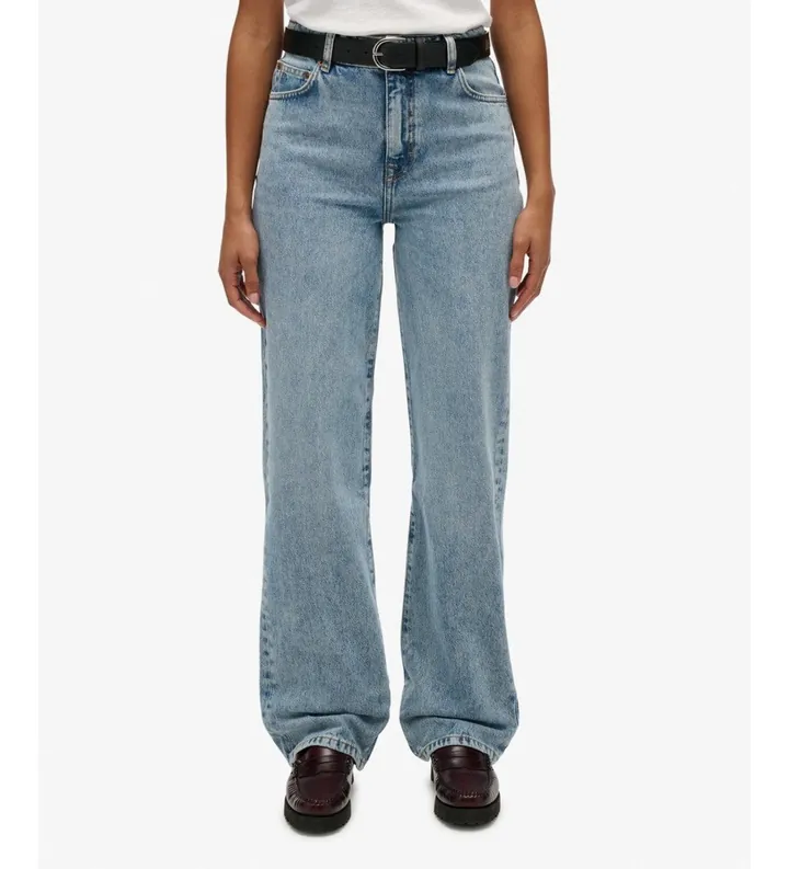 Superdry para mujer. W7011262A Jeans High Rise Wide Leg azul (26/30), Casual, Algodón, Denim