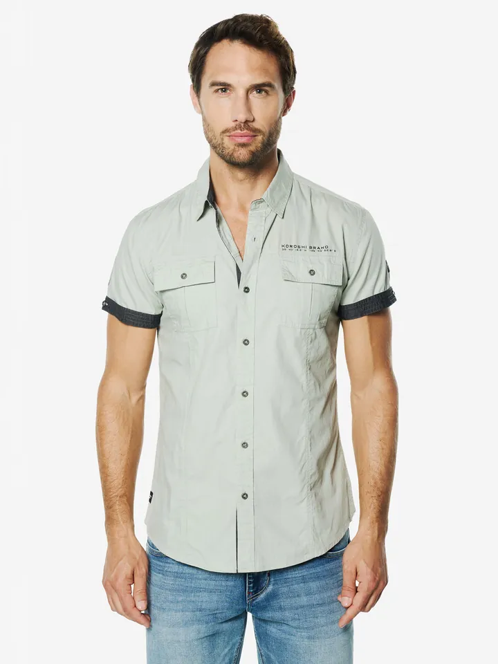 KOROSHI Camisa antracita / gris claro