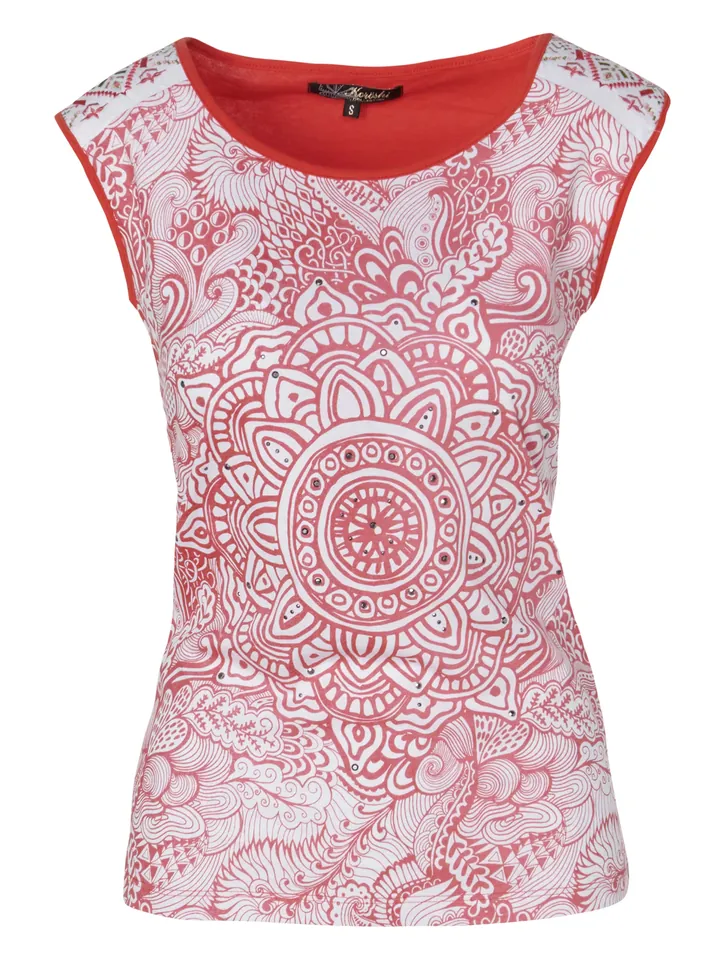 KOROSHI Camiseta coral / offwhite