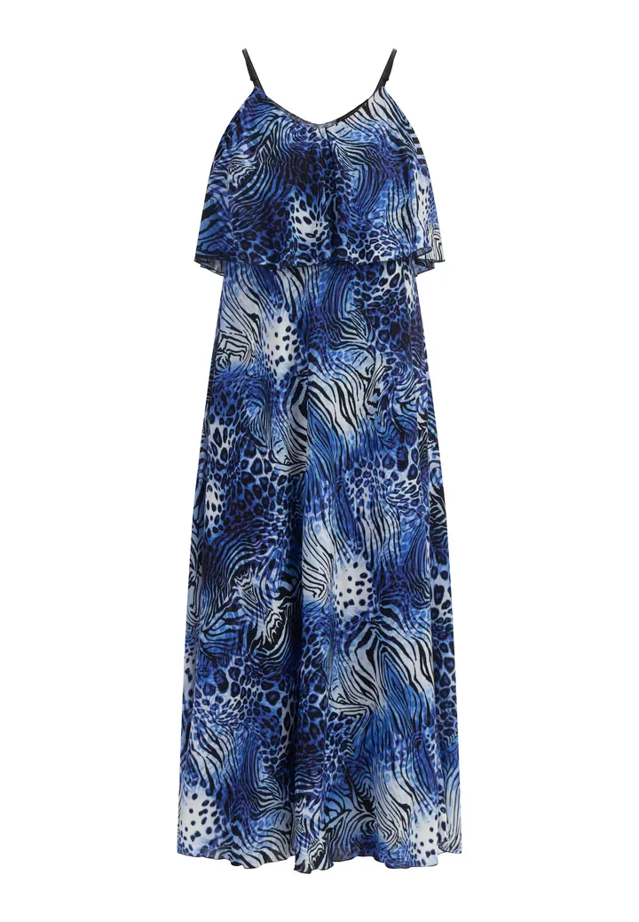faina Vestido de verano  azul / azul noche / blanco