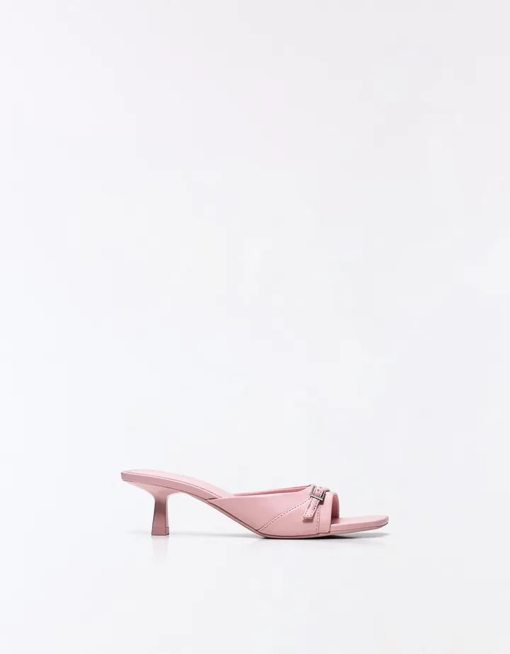 Bershka Mule Tacon Hebilla Mujer 35 Rosa