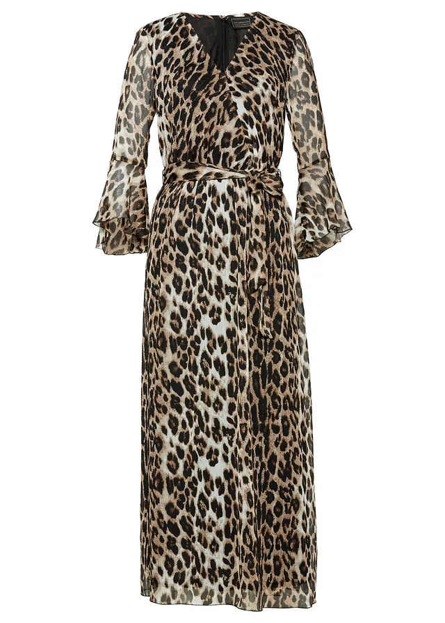Vestido largo con estampado de leopardo
