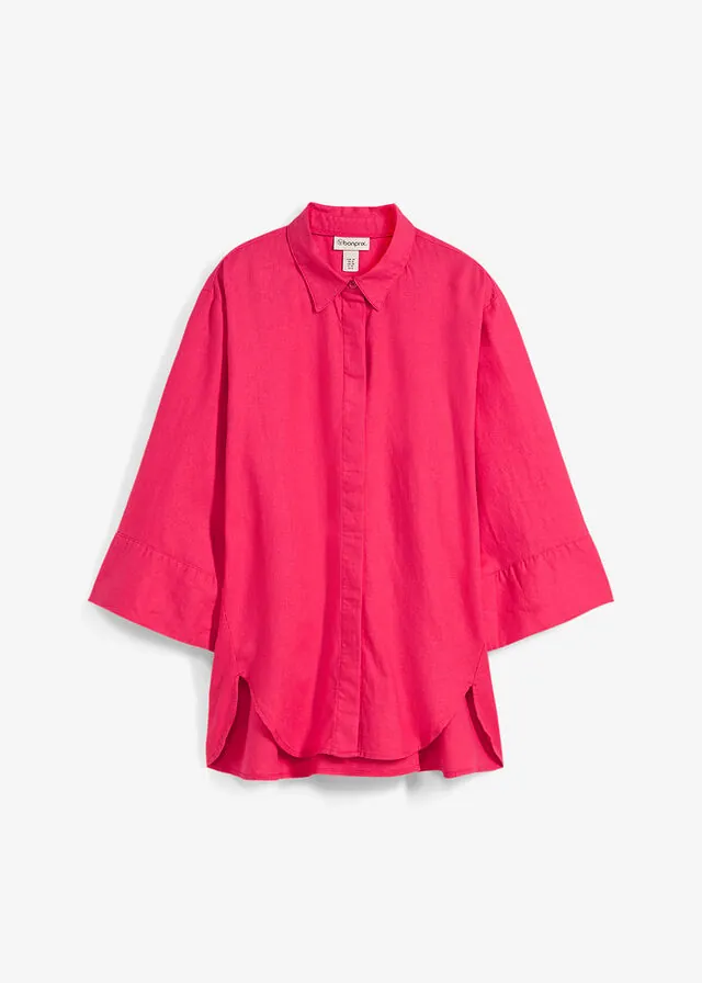 Blusa de fresca mezcla de lino