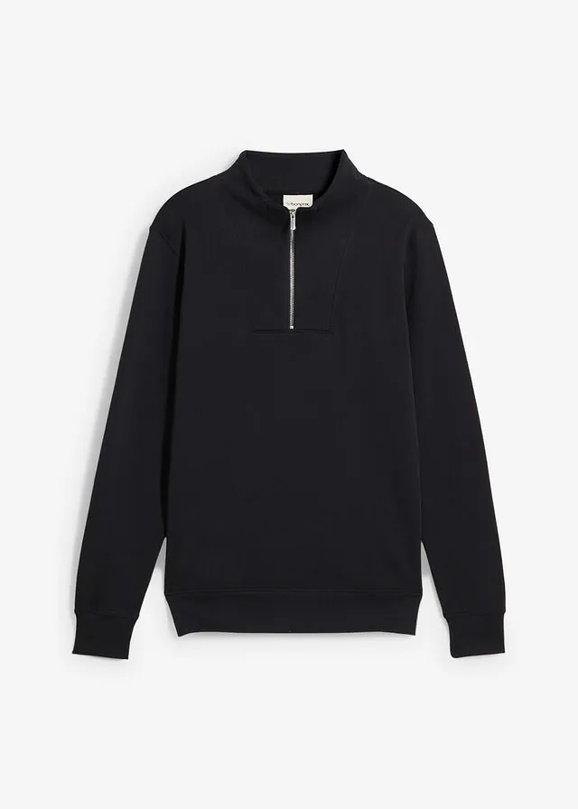 Sudadera de algodón orgánico puro con cuello troyer