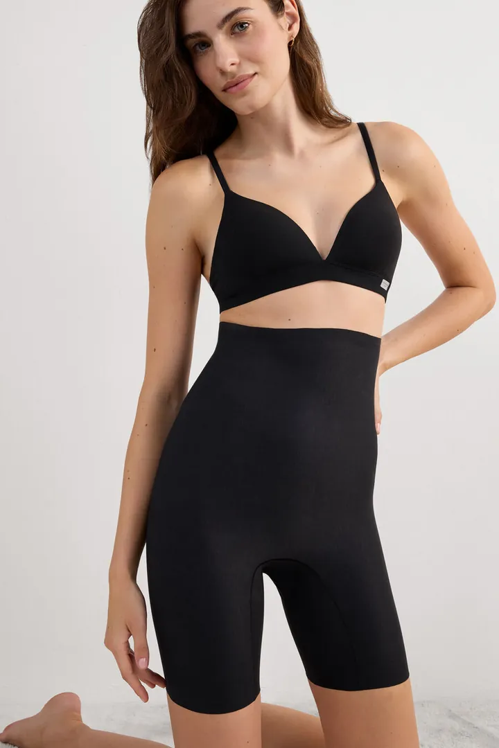 Intimissimi Pantalón Corto de Tiro Alto de Algodón Light Shaping Mujer Natural Tamaño L