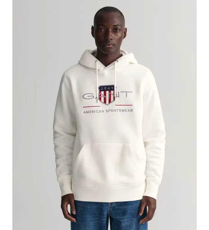 Gant para hombre. 2047082 Sudadera con capucha Archive Shield blanco (5XL), Casual, Algodón, Manga larga