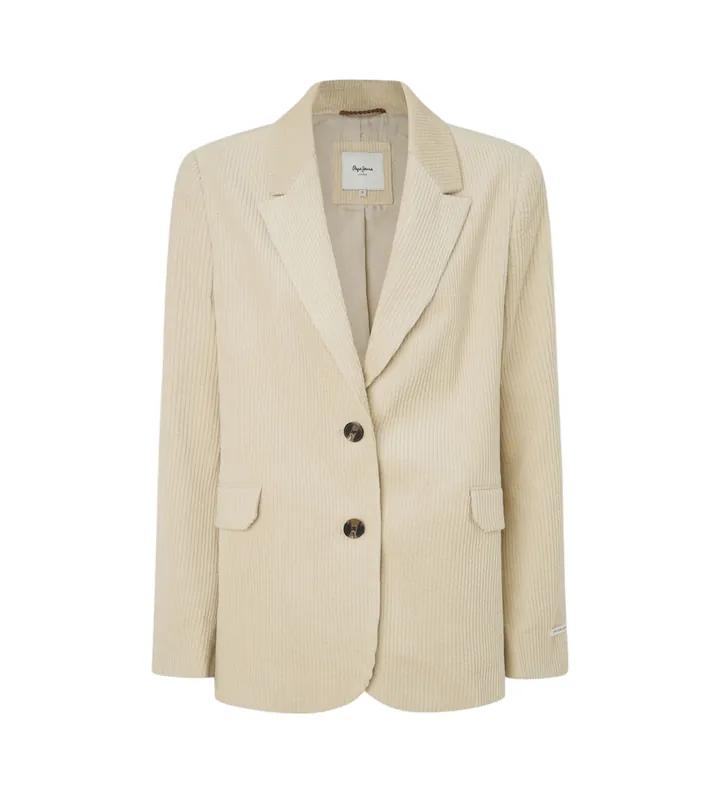Pepe Jeans para mujer. PL402459 Americana Cara beige (L), Blanco, Casual, Algodón