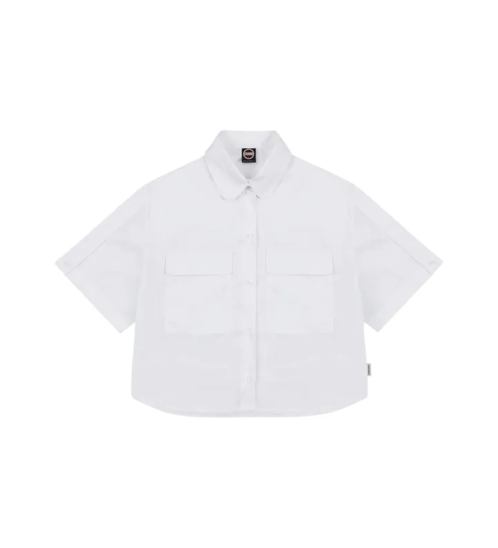 Colmar para mujer. 8429-4ZA Camisa crop blanco (L), Casual, Algodón, Manga corta